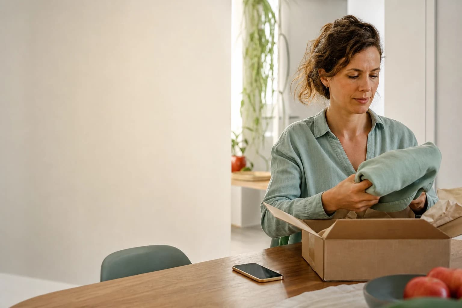 Customer checking the details of a delivered order.